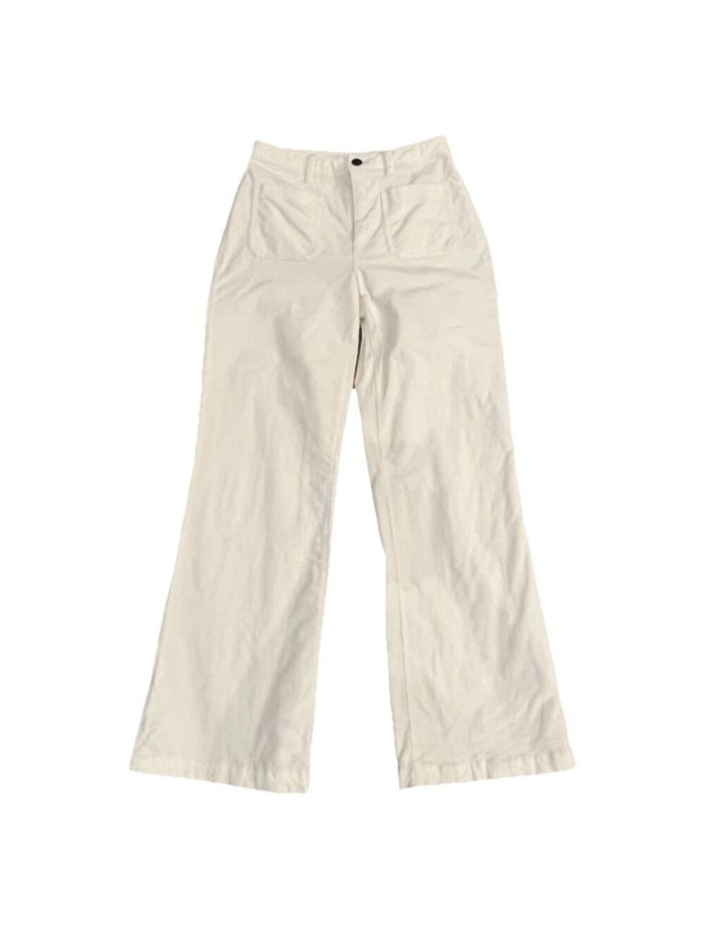 Faherty Women’s Corduroy Patch Pocket Wide Leg Pants Size 27 Cream Stretch